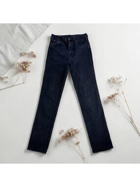 GAP Sky High Straight Jeans Women Size 30 Black High Rise Stretch Denim